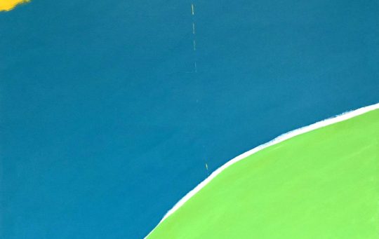 Under the Yellow Umbrella, abstract painting by artist Jim Klein